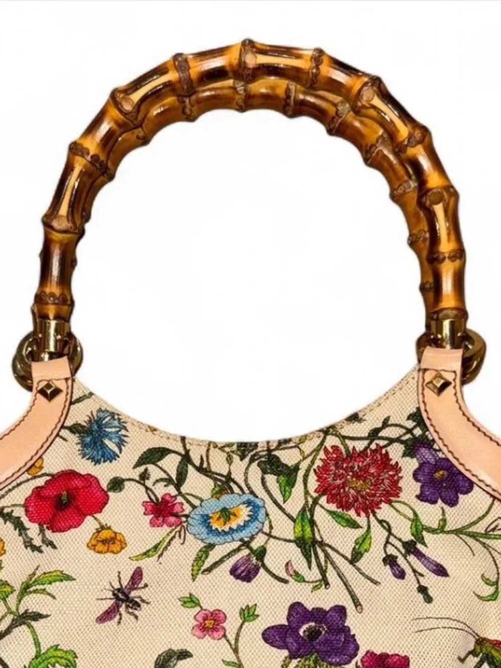 Gucci Bamboo Handle Floral Print Shoulder Bag | Style 140203 | Spring Summer - Picture 6 of 8